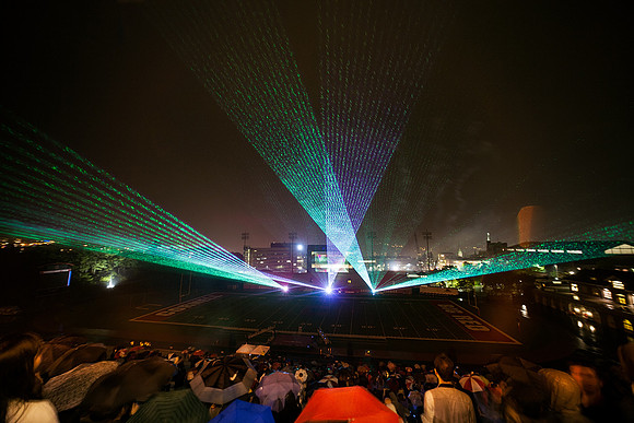 Fireworks and laser light at Homecoming