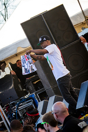 Kendrick Lamar holding fan made poster.