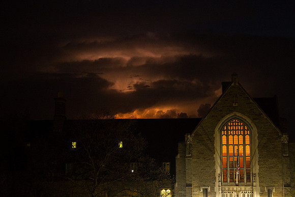 Lightning behind Willard Straight Hall
