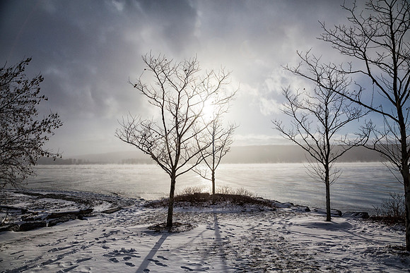 Frigid winter sun.