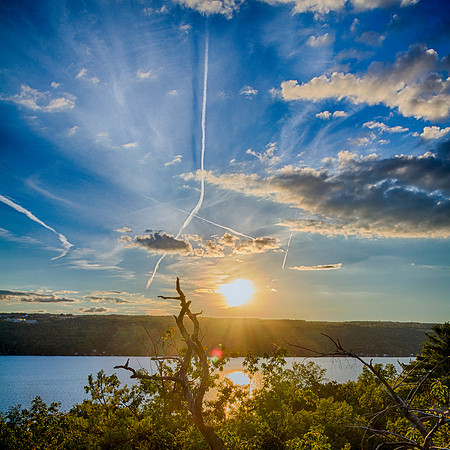 Sunset over Cayuga Lake this evening.