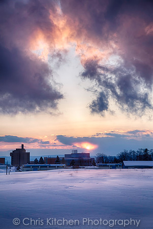 Sunset over Cornell's Vet school