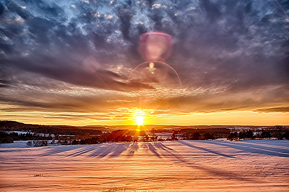 Another view of the sunset in Ithaca NY from a few days ago.  Thid time it's a stylized multiple exposure HDR image